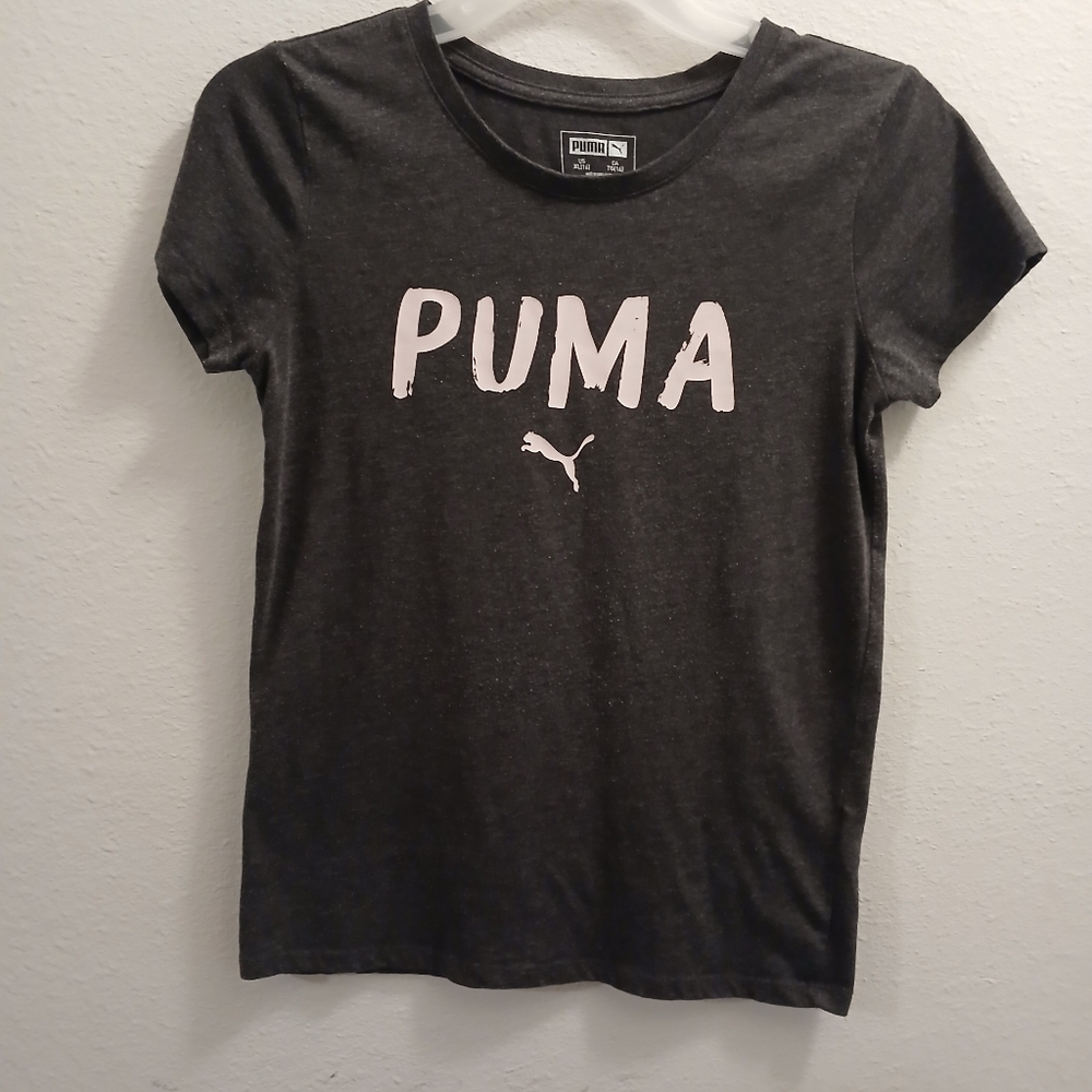 EUC Y2K Puma Vintage Tee Youth Size XL Women' Size S Heather Grey